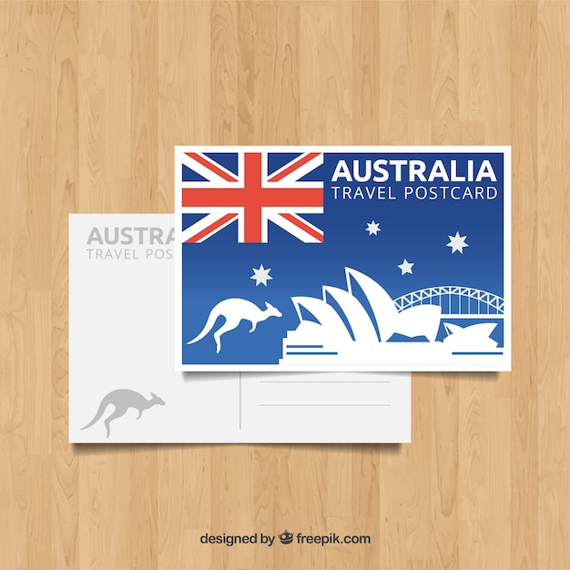 Modele De Carte Postale De L Australie Avec Un Design Plat Vecteur Gratuite