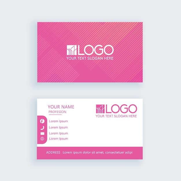 Modèle de carte de visite simple rose ou carte de visite Vecteur Premium