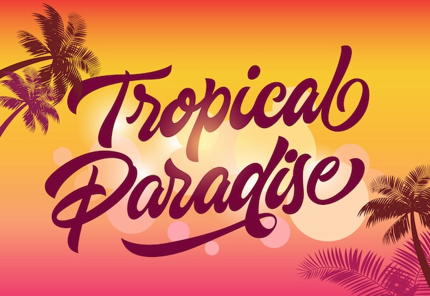 Modèle De Carte De Voeux Paradis Tropical Avec Des