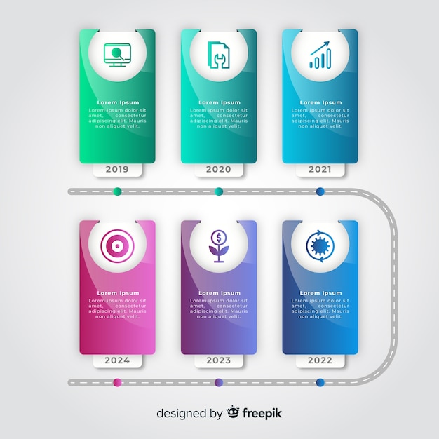 Modèle coloré d'infographie de chronologie de dégradé Vecteur gratuit
