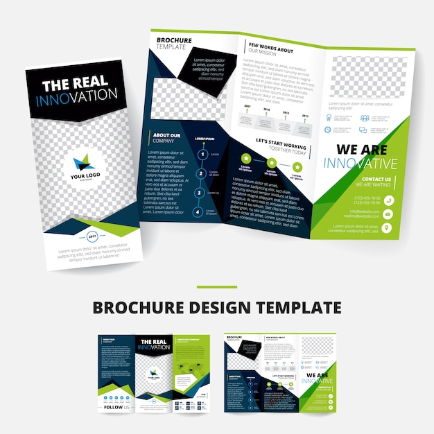 Modèle de conception de brochure avec des formes géométriques informations sur le lieu de l'entreprise pour logo business inf Vecteur gratuit