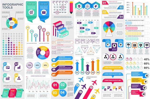 Modèle de conception infographique éléments visualisation de données vecteur Vecteur Premium