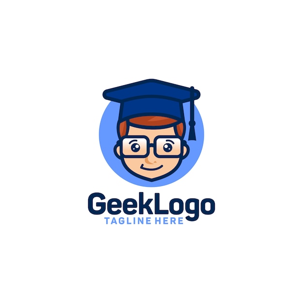 Modèle de conception de logo geek vecteur Vecteur Premium