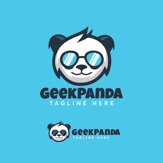 Modèle de conception de logo de panda geek moderne Vecteur Premium