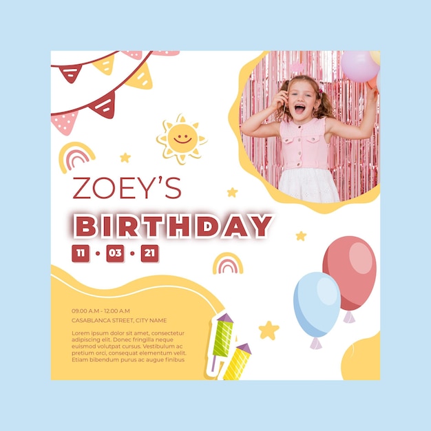 Modele De Flyer D Anniversaire Pour Enfants Vecteur Premium