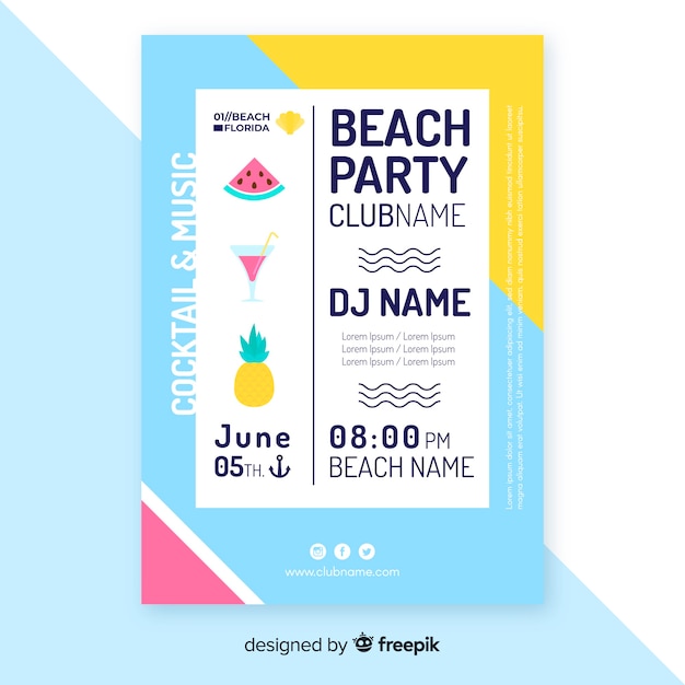 Modèle de flyer fête de l'été Vecteur gratuit