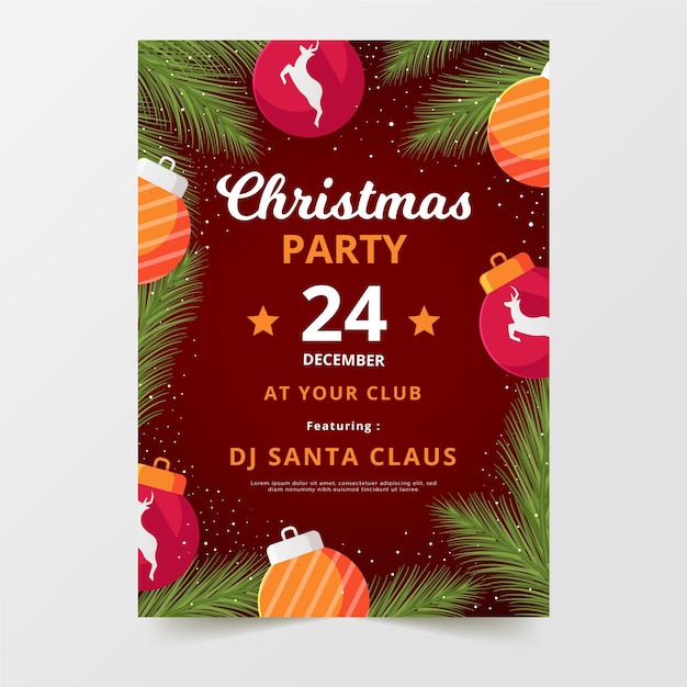 Modèle De Flyer De Fête De Noël Design Plat Vecteur Gratuite