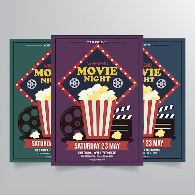 Modèle de flyer film nuit Vecteur Premium
