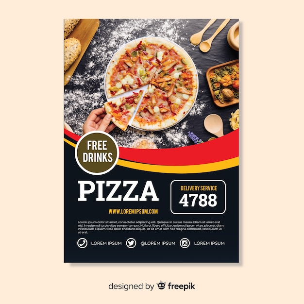 Modele De Flyer Pizza Photographique Vecteur Gratuite