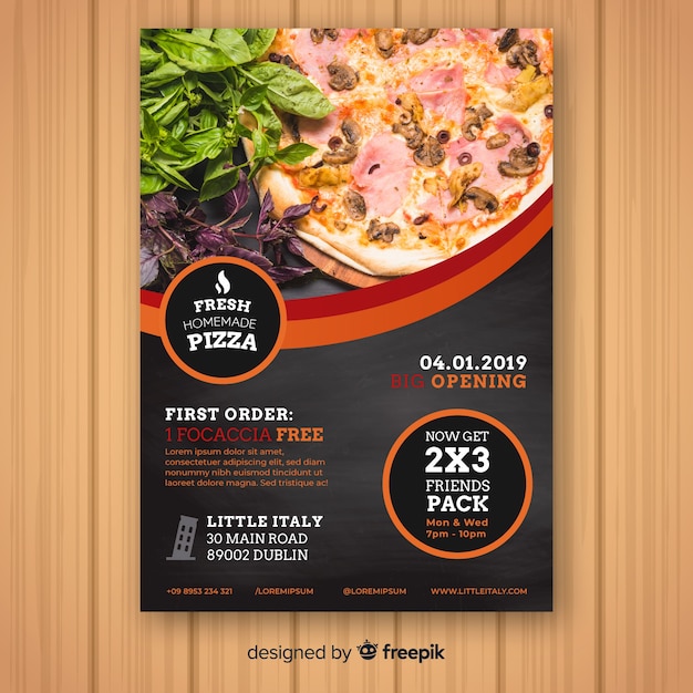 Modele Flyer Pizza Vecteur Gratuite