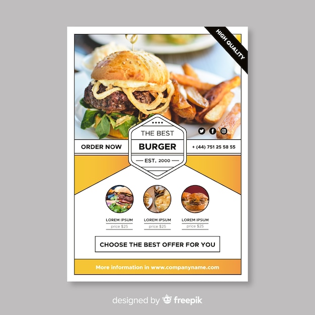 Modele De Flyer Restaurant Burger Moderne Vecteur Gratuite