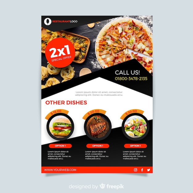 Modele De Flyer Restaurant Pizza Moderne Vecteur Gratuite