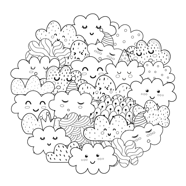 modele de forme cercle nuages doodle pour cahier coloriage vecteur premium produits ct silly mastic pack printemps