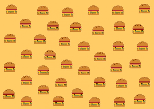 Modèle de hamburger sur fond jaune. Vecteur Premium