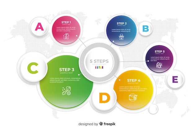 Modèle d'infographie avec des éléments colorés Vecteur gratuit