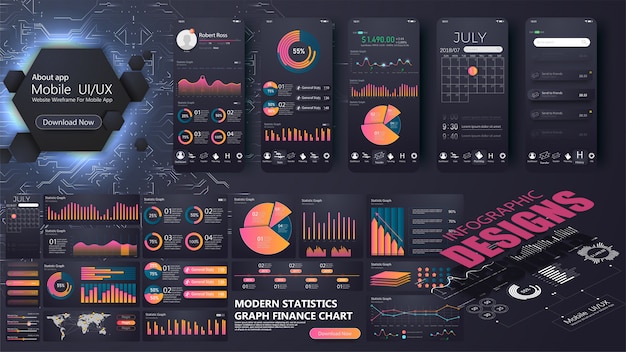 Un modèle d'infographie moderne pour un site web ou une application mobile.information graphics Vecteur Premium