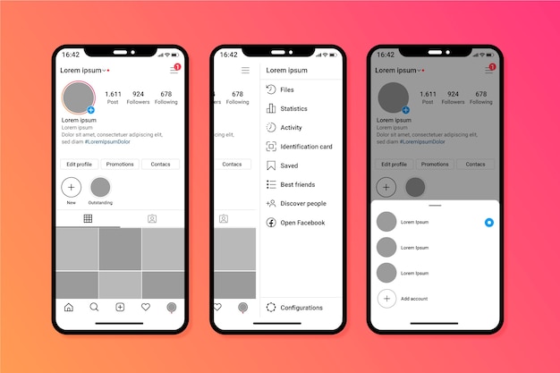 Modèle D'interface De Profil Instagram Avec Téléphone Portable ...