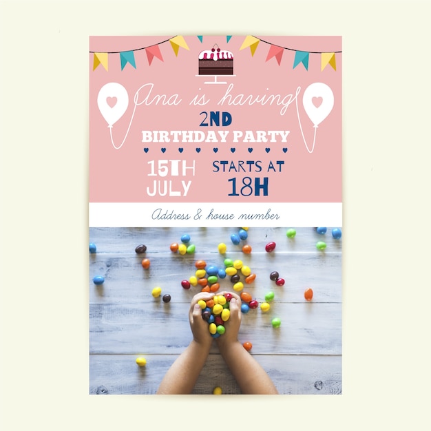 Modele D Invitation De Carte D Anniversaire Pour Enfants Photo Vecteur Gratuite