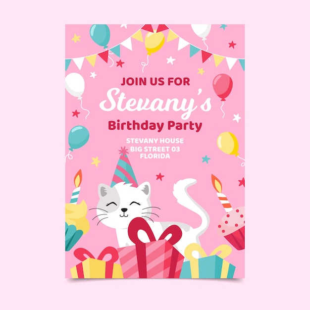 Modele D Invitation De Carte D Anniversaire Pour Enfants Vecteur Gratuite