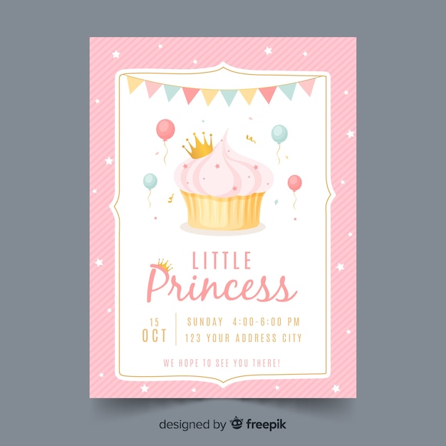 Modele D Invitation De Fete Princesse Dessine A La Main Vecteur Gratuite