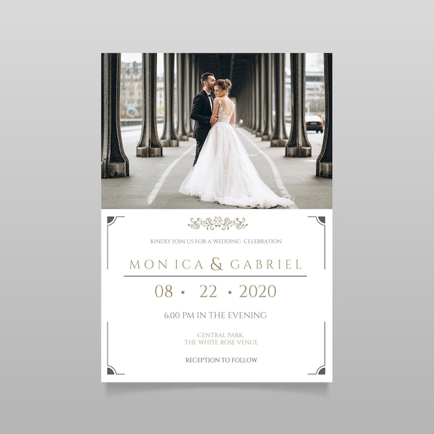 Modele D Invitation De Mariage Belle Avec Photo Vecteur Gratuite