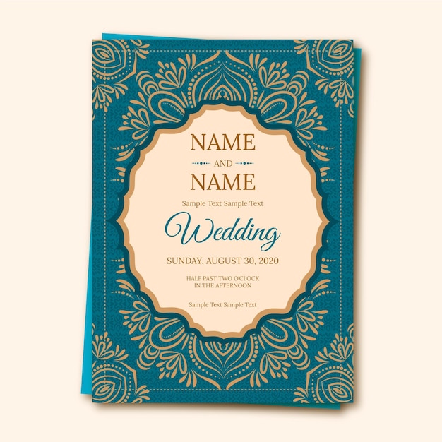 Mod le d invitation de mariage indien vecteur gratuite