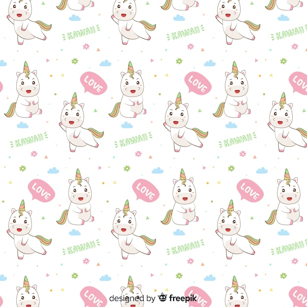 Modèle de licorne style dessiné à la main Vecteur gratuit