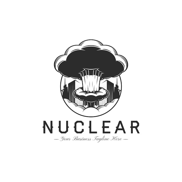 Modele De Logo De Bombe Nucleaire Vecteur Premium