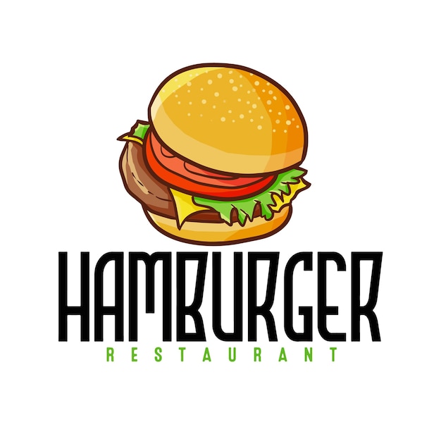 Modele De Logo Kawaii Mignon Et Drole Pour Un Restaurant Un Magasin Ou Une Entreprise De Hamburgers Vecteur Premium