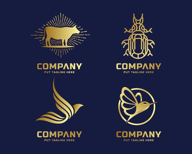 Modèle de logo d'or business luxe et élégant animal | Télécharger des Vecteurs Premium