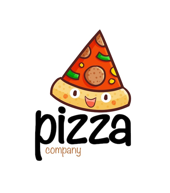 Modele De Logo De Societe De Pizza Drole Vecteur Premium