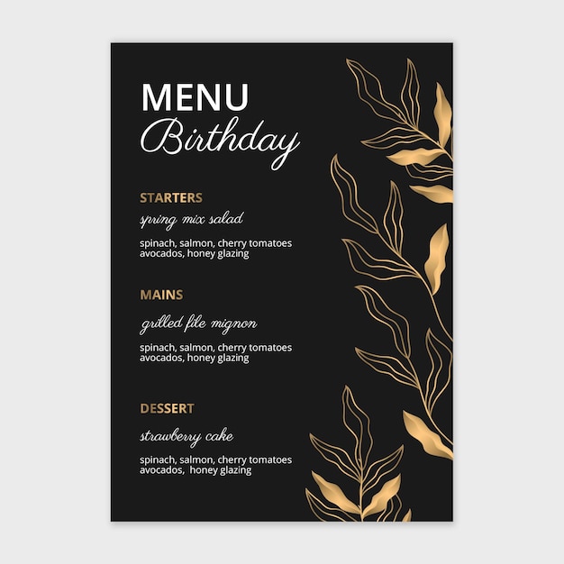 Modele De Menu D Anniversaire Dessine A La Main Vecteur Gratuite