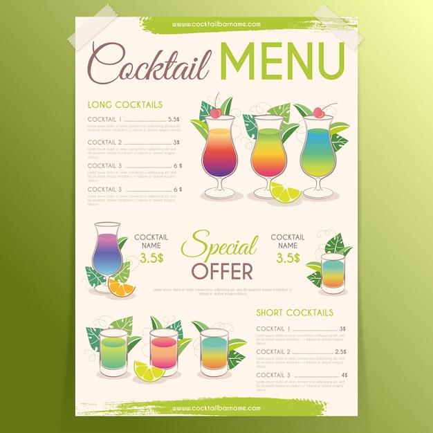 Modèle De Menu De Cocktail | Vecteur Gratuite