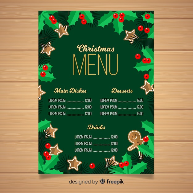 Modèle De Menu De Noël Décoratif Vecteur Gratuite