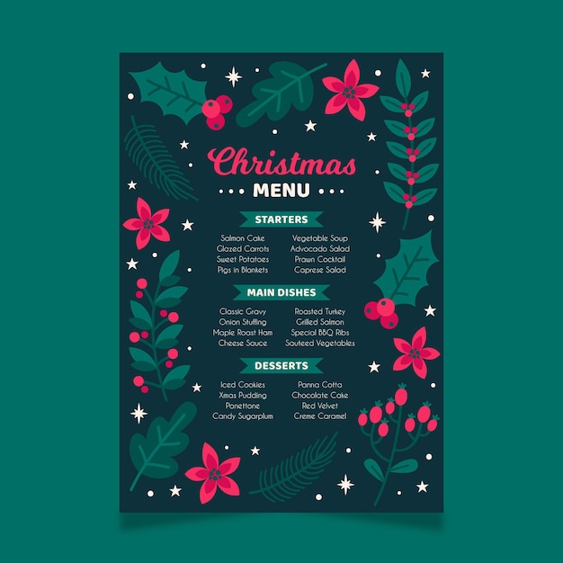 Modèle De Menu De Noël Dessiné à La Main | Vecteur Gratuite