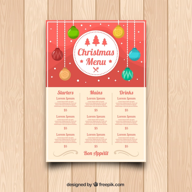 Modèle De Menu De Noël | Vecteur Gratuite