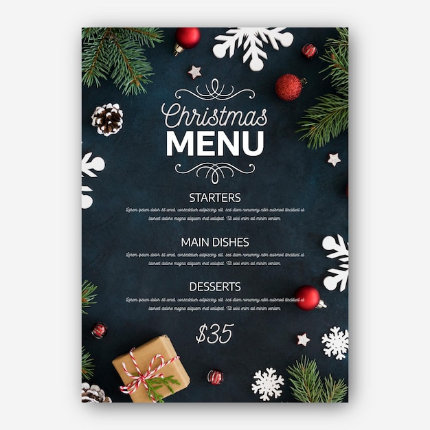 Modèle De Menu De Noël | Vecteur Premium