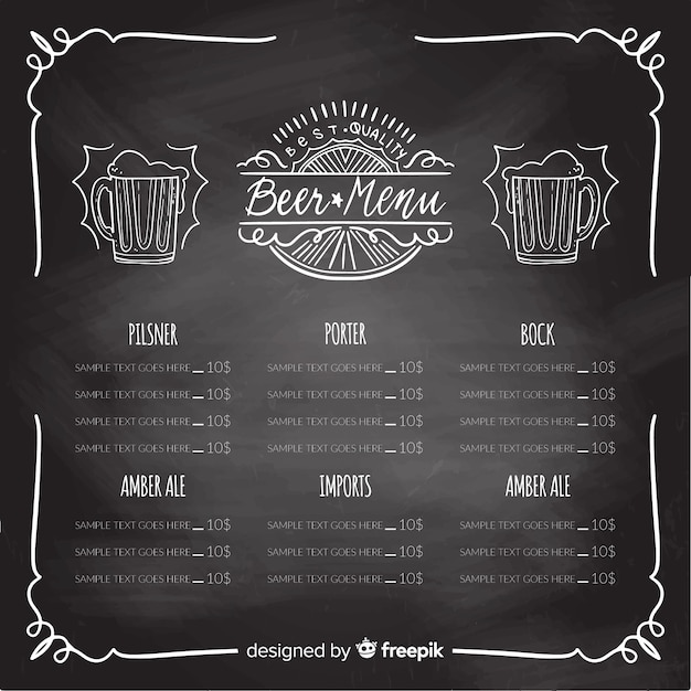 Modèle de menu oktoberfest avec style tableau noir Vecteur gratuit