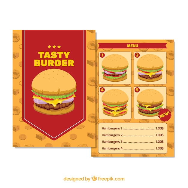 Modèle De Menu Avec Quatre Hamburgers Différents