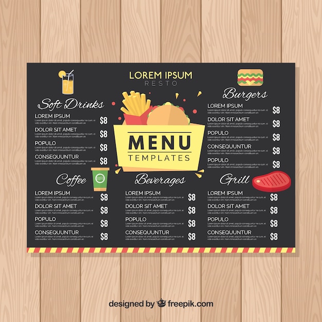 Modèle De Menu De Restaurant Au Design Plat | Vecteur Gratuite