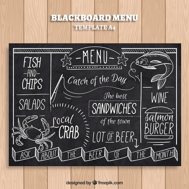 Modèle De Menu De Restaurant Dans Le Style De Tableau Noir | Vecteur