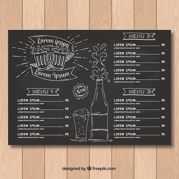  Mod le  De  Menu  De  Restaurant  Dans Le Style De  Tableau Noir 