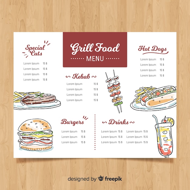  Mod le  De  Menu  De  Restaurant  Moderne  Dessin   La Main 