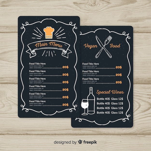  Mod le  De  Menu  De  Restaurant  Moderne  Dessin   La Main 