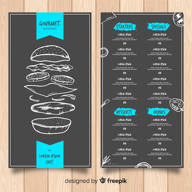  Mod le  De  Menu  De  Restaurant  Moderne  Avec Style Tableau 