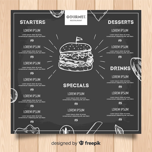  Mod le  De  Menu  De  Restaurant  Moderne  Avec Style Tableau 