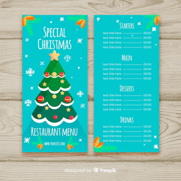 Modèle De Menu De Sapin De Noël Vecteur Gratuite