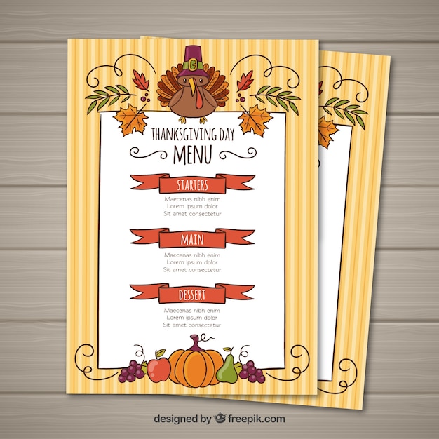 Modele De Menu De Thanksgiving Vecteur Gratuite