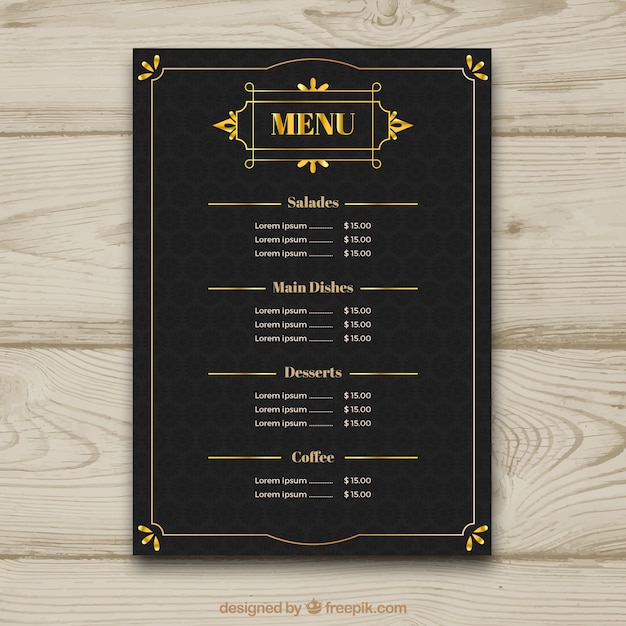 Mod le De Menu  Vintage  Avec Cadre Dor  Vecteur Gratuite