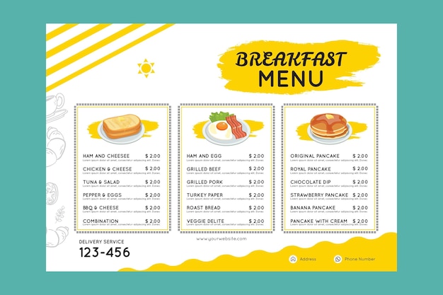 Modèle De Menut De Petit Déjeuner | Vecteur Gratuite
